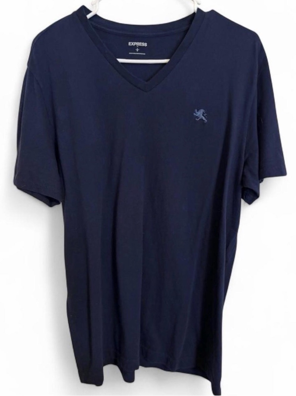 Express Classic V-neck Men’s T-shirt Navy Blue Size Large 100% Cotton